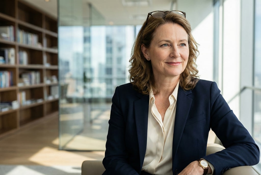 Marit Berendsen, strategisch adviseur betalingsbeveiliging, in haar moderne kantoor, denkend over de betrouwbaarheid van Wero.